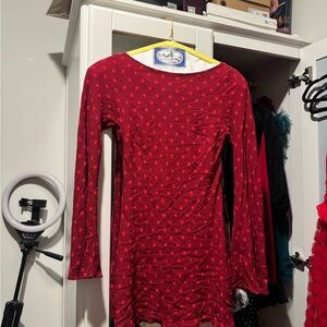 Princess Polly Red Polka Dot Long Sleeve Mini Dress